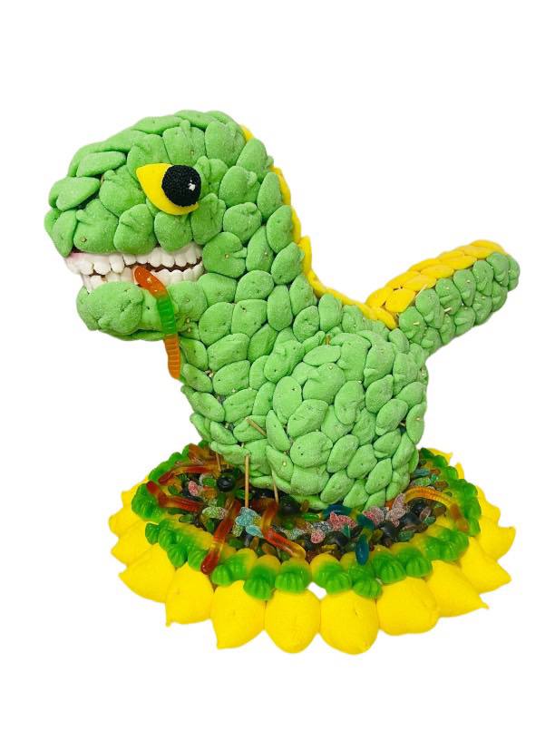 Pastel de Chuches 3D en Forma de Dinosaurio